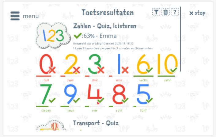 Toetsresultaten geven inzicht in de woordenschatkennis van het thema Getallen 