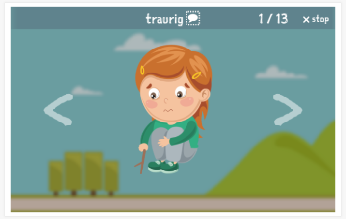 Voorstelling van het thema Emoties van de app Duits voor kinderen