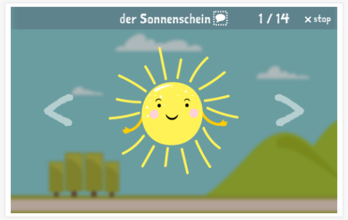 Voorstelling van het thema Seizoenen en weer van de app Duits voor kinderen