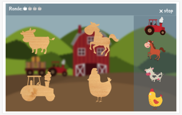 Puzzelspel van het thema Boerderij van de app Engels voor kinderen