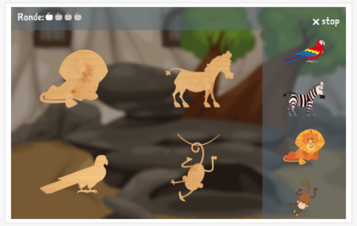Puzzelspel van het thema Dierentuin van de app Engels voor kinderen