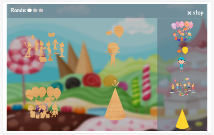 Puzzelspel van het thema Feest van de app Engels voor kinderen