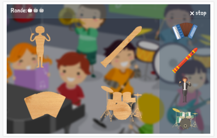Puzzelspel van het thema Muziek van de app Engels voor kinderen
