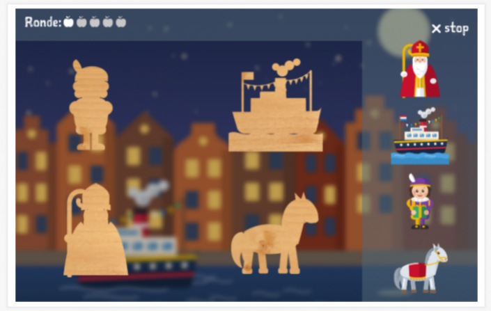 Puzzelspel van het thema Sinterklaas van de app Engels voor kinderen