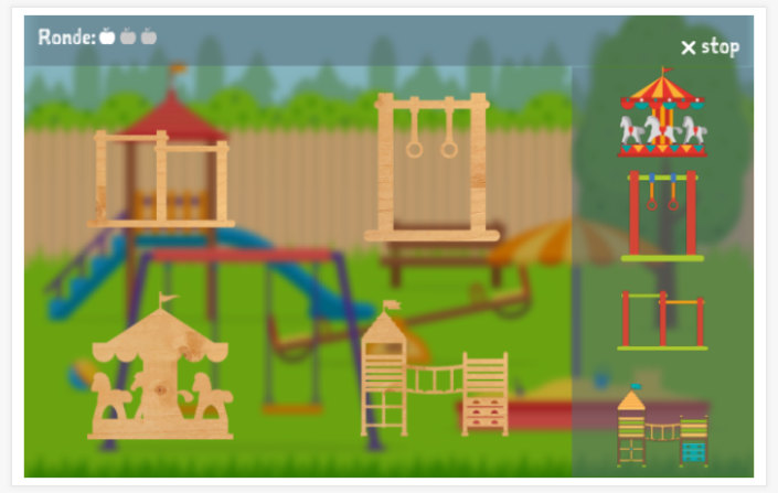 Puzzelspel van het thema Speeltuin van de app Engels voor kinderen