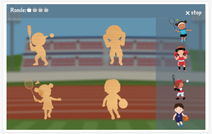 Puzzelspel van het thema Sport van de app Engels voor kinderen