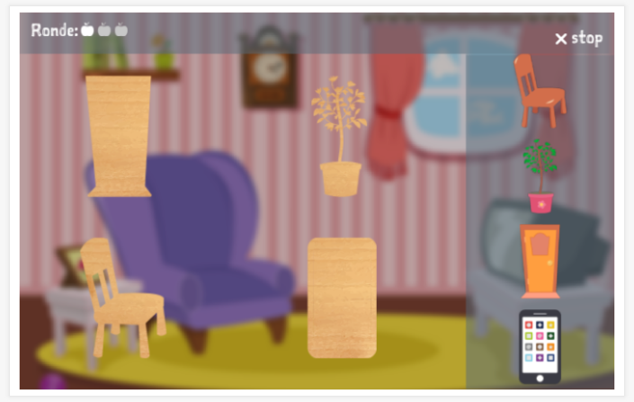 Puzzelspel van het thema Thuis van de app Engels voor kinderen