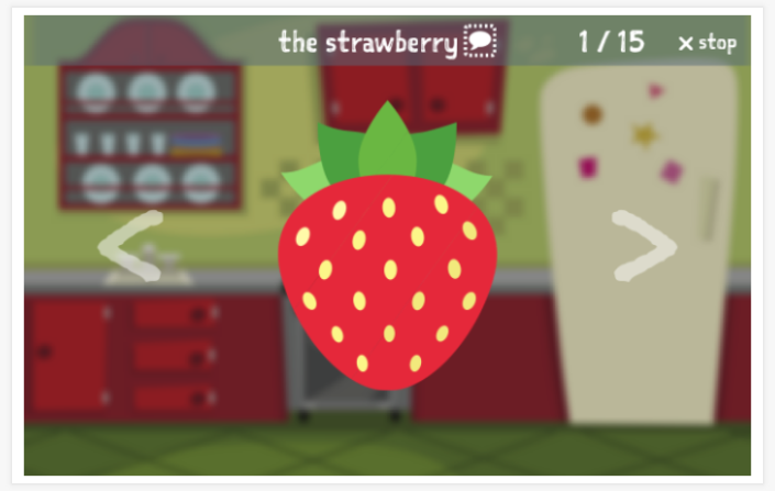 Voorstelling van het thema Fruit van de app Engels voor kinderen