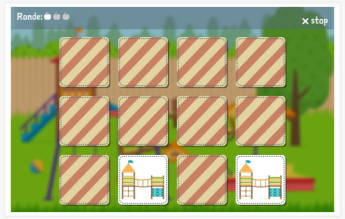 Memoryspel van het thema Speeltuin van de app Esperanto voor kinderen