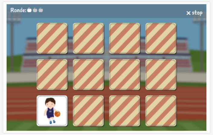 Memoryspel van het thema Sport van de app Esperanto voor kinderen