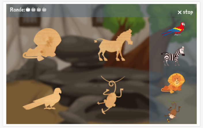 Puzzelspel van het thema Dierentuin van de app Esperanto voor kinderen