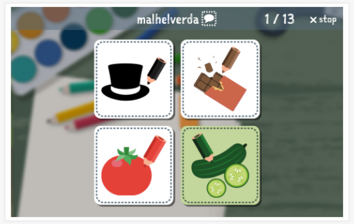 Taaltoets (lezen en luisteren) van het thema Kleuren van de app Esperanto voor kinderen