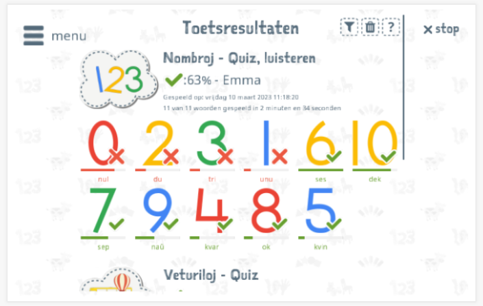 Toetsresultaten geven inzicht in de woordenschatkennis van het thema Getallen 