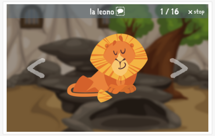 Voorstelling van het thema Dierentuin van de app Esperanto voor kinderen