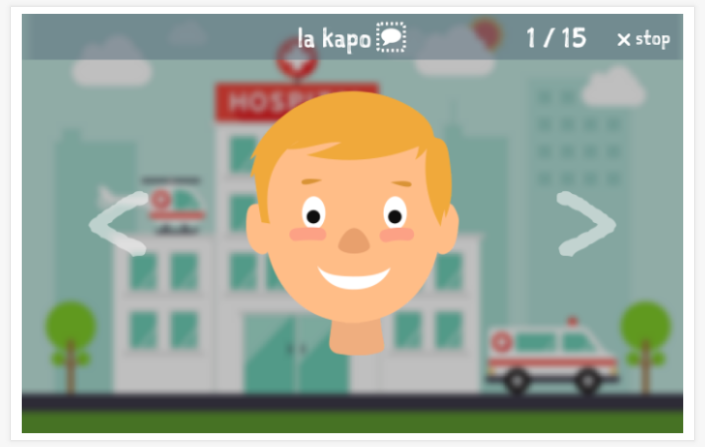Voorstelling van het thema Lichaam van de app Esperanto voor kinderen
