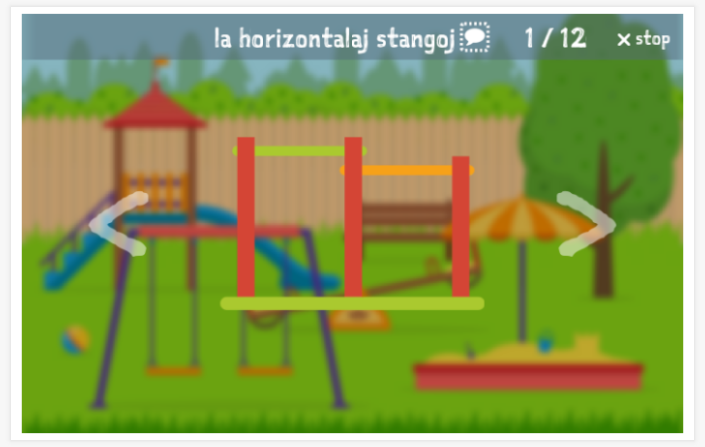 Voorstelling van het thema Speeltuin van de app Esperanto voor kinderen