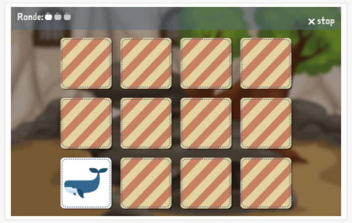 Memoryspel van het thema Dieren van de app Spaans voor kinderen
