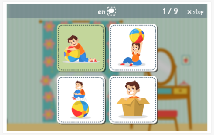 Taaltoets (lezen en luisteren) van het thema Waar sta ik van de app Spaans voor kinderen