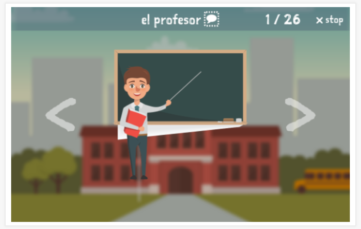 Voorstelling van het thema School van de app Spaans voor kinderen