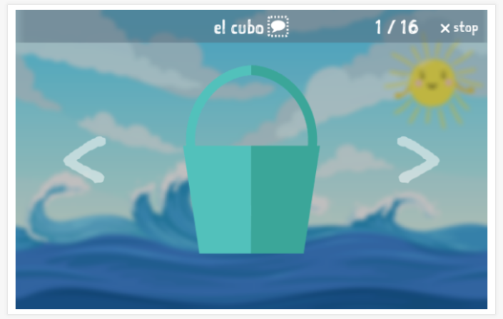 Voorstelling van het thema Strand van de app Spaans voor kinderen