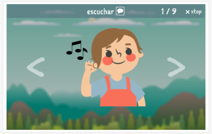 Voorstelling van het thema Zintuigen van de app Spaans voor kinderen