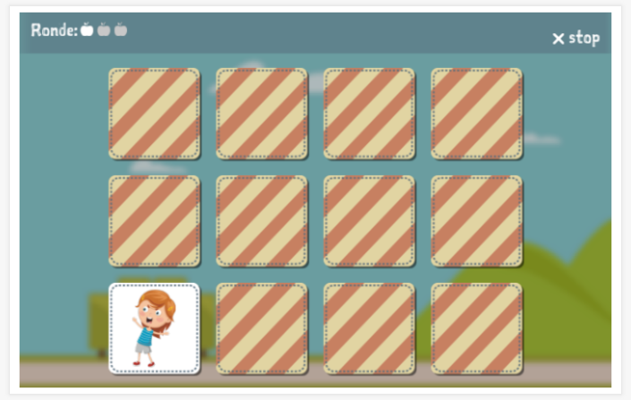 Memoryspel van het thema Emoties van de app Frans voor kinderen