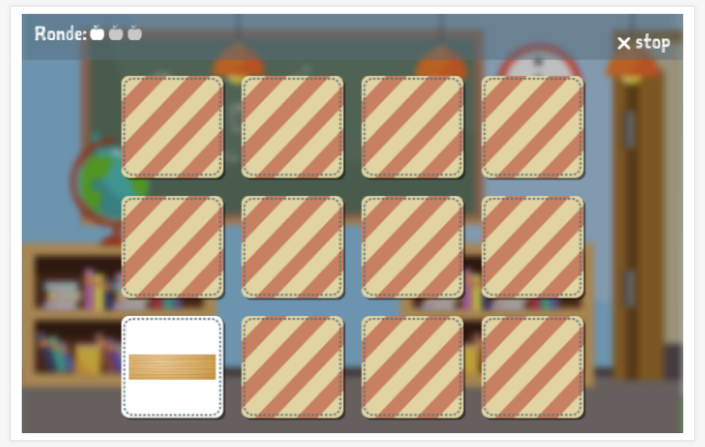Memoryspel van het thema Knutselen van de app Frans voor kinderen