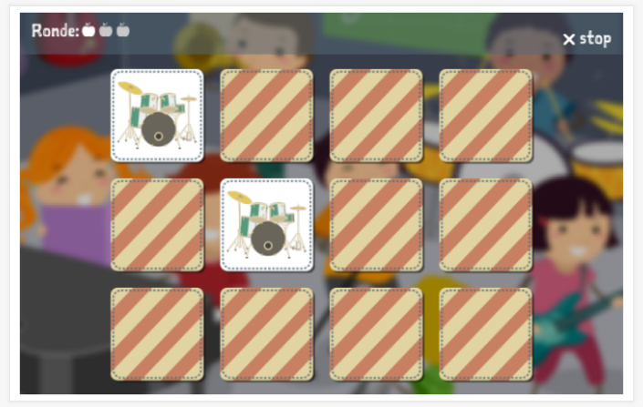 Memoryspel van het thema Muziek van de app Frans voor kinderen
