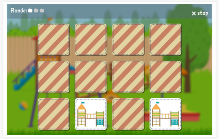 Memoryspel van het thema Speeltuin van de app Frans voor kinderen
