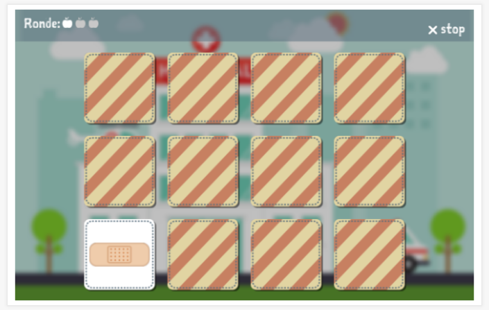 Memoryspel van het thema Ziek zijn van de app Frans voor kinderen