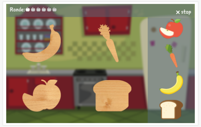 Puzzelspel van het thema Eten & drinken van de app Frans voor kinderen