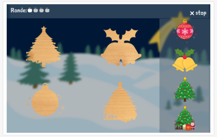 Puzzelspel van het thema Kerst van de app Frans voor kinderen