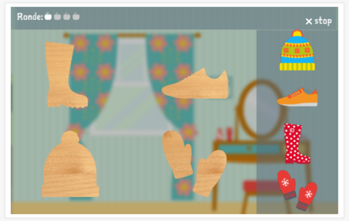 Puzzelspel van het thema Kleding van de app Frans voor kinderen