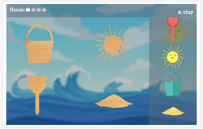 Puzzelspel van het thema Strand van de app Frans voor kinderen