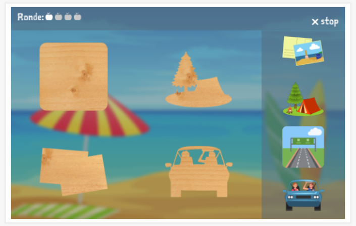 Puzzelspel van het thema Vakantie van de app Frans voor kinderen