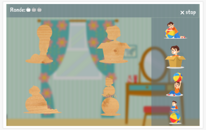 Puzzelspel van het thema Waar sta ik van de app Frans voor kinderen