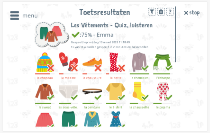 vermoeidheid verschijnen Monetair Thema Kleding leren in het Frans - App Talen Leren Met Emma