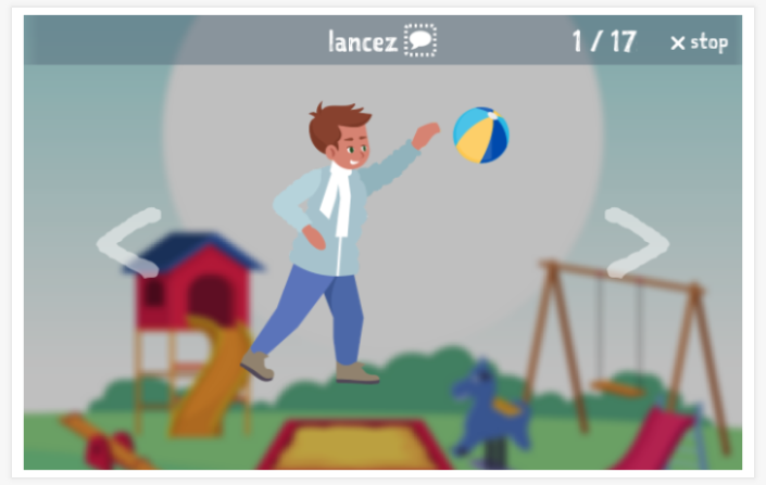 Voorstelling van het thema Bewegen van de app Frans voor kinderen