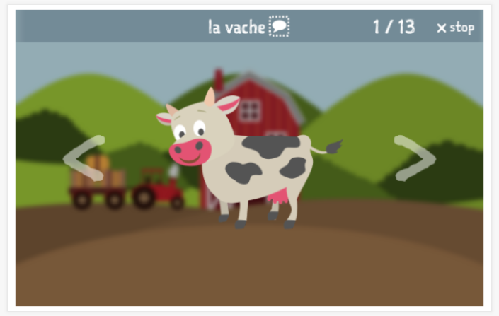 Voorstelling van het thema Boerderij van de app Frans voor kinderen