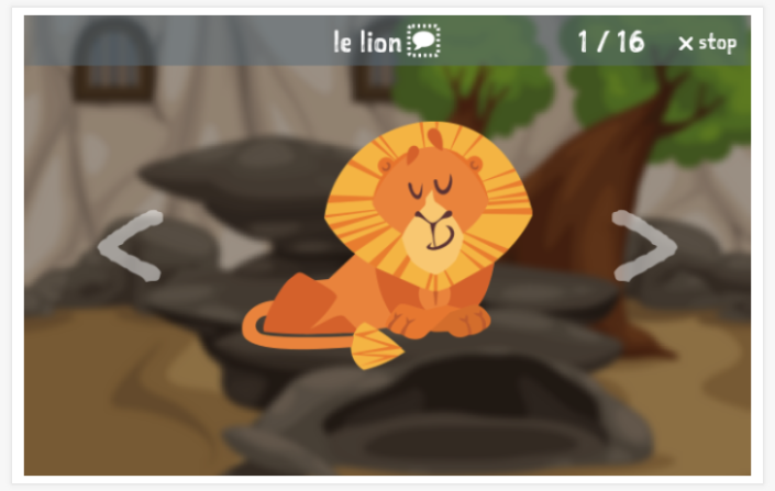 Voorstelling van het thema Dierentuin van de app Frans voor kinderen