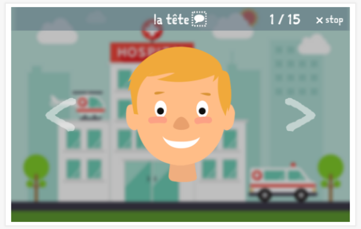 Voorstelling van het thema Lichaam van de app Frans voor kinderen