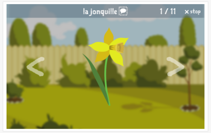 Voorstelling van het thema Tuin van de app Frans voor kinderen