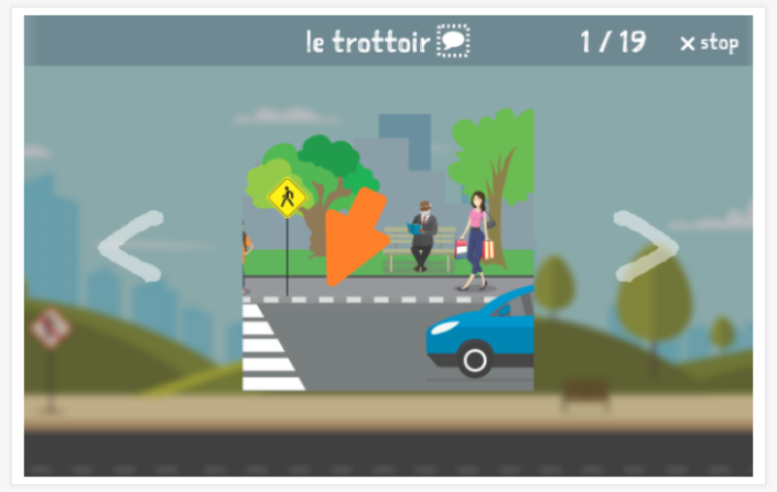 Voorstelling van het thema Verkeer van de app Frans voor kinderen