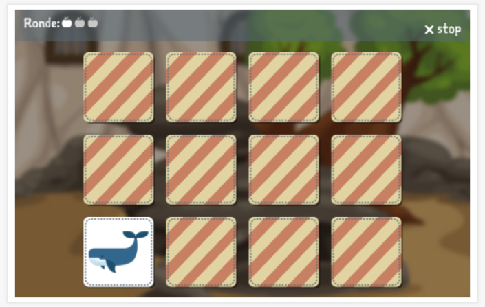 Memoryspel van het thema Dieren van de app Nederlands voor kinderen