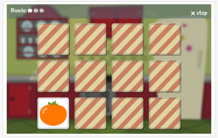 Memoryspel van het thema Fruit van de app Nederlands voor kinderen