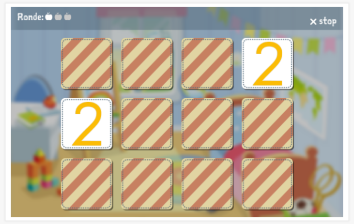 Memoryspel van het thema Getallen van de app Nederlands voor kinderen