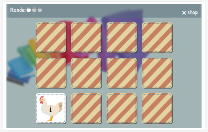 Memoryspel van het thema Klanken van de app Nederlands voor kinderen