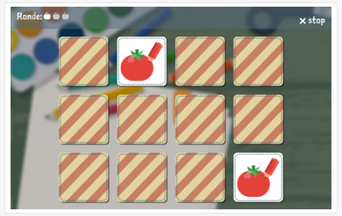 Memoryspel van het thema Kleuren van de app Nederlands voor kinderen