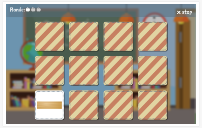 Memoryspel van het thema Knutselen van de app Nederlands voor kinderen