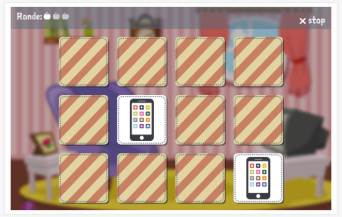 Memoryspel van het thema Thuis van de app Nederlands voor kinderen